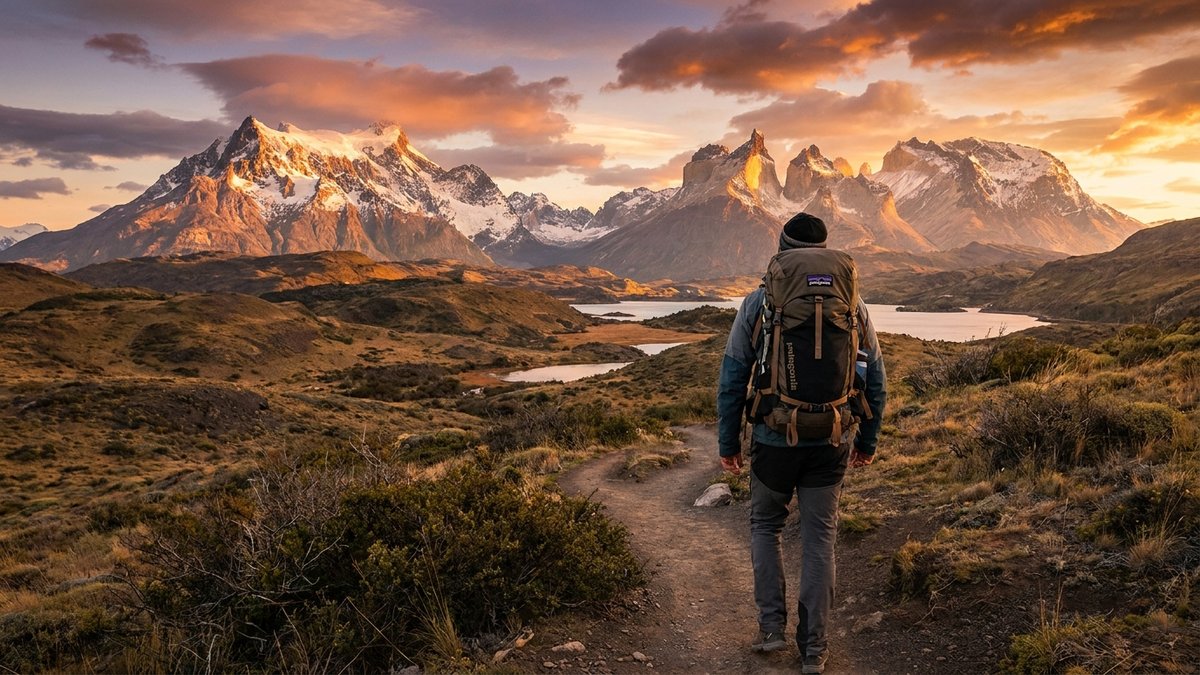 Viajante na paisagem patagônica com Andes ao fundo - Seguro Viagem América do Sul pela Rio Rubio Corretora SP